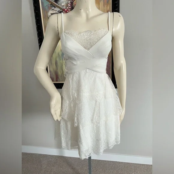 NWT BCBGMaxAzria “Josanna” White Lace Mini Dress 🤍 - Picture 4 of 16